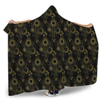 Gold Sun And Moon Pattern Print Hooded Blanket