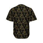 Gold Sun And Moon Pattern Print Men's Baseball Jersey