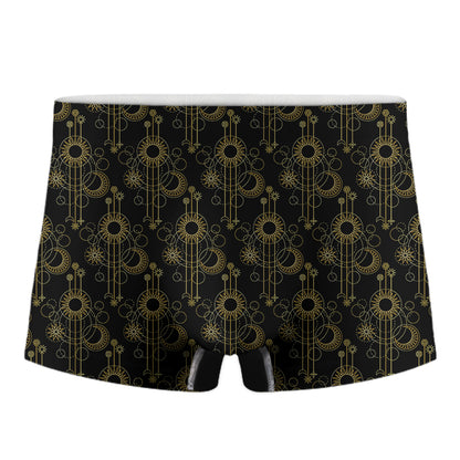 Gold Sun And Moon Pattern Print Men's Boxer Briefs