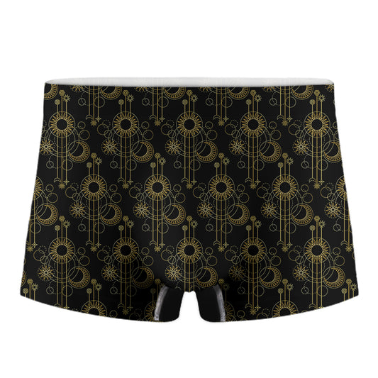 Gold Sun And Moon Pattern Print Men's Boxer Briefs