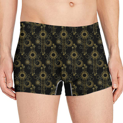 Gold Sun And Moon Pattern Print Men's Boxer Briefs