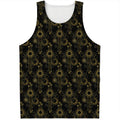 Gold Sun And Moon Pattern Print Men's Tank Top