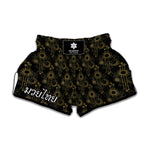 Gold Sun And Moon Pattern Print Muay Thai Boxing Shorts