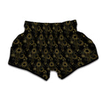 Gold Sun And Moon Pattern Print Muay Thai Boxing Shorts
