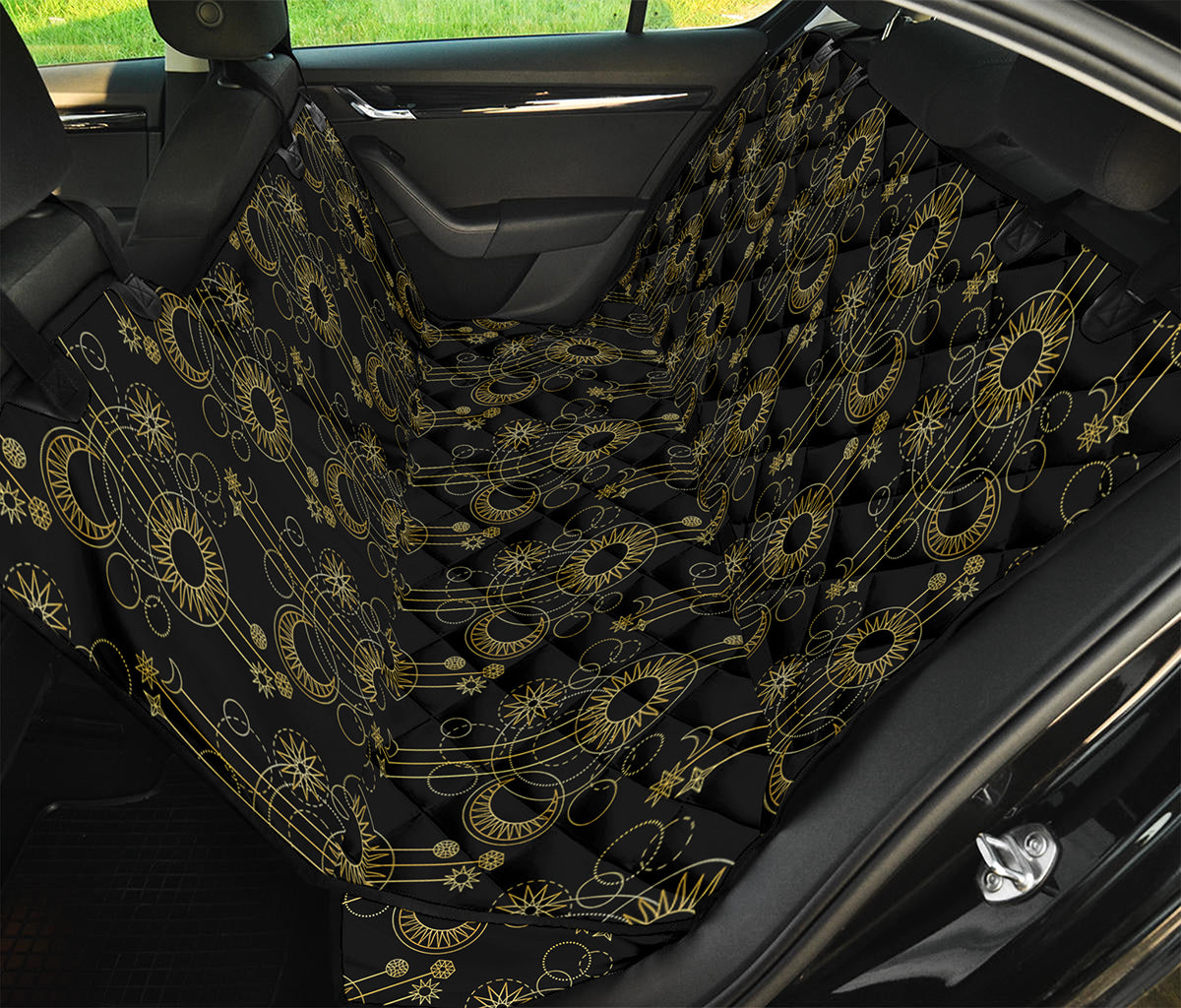 Gold Sun And Moon Pattern Print Pet Car Back Seat Cover