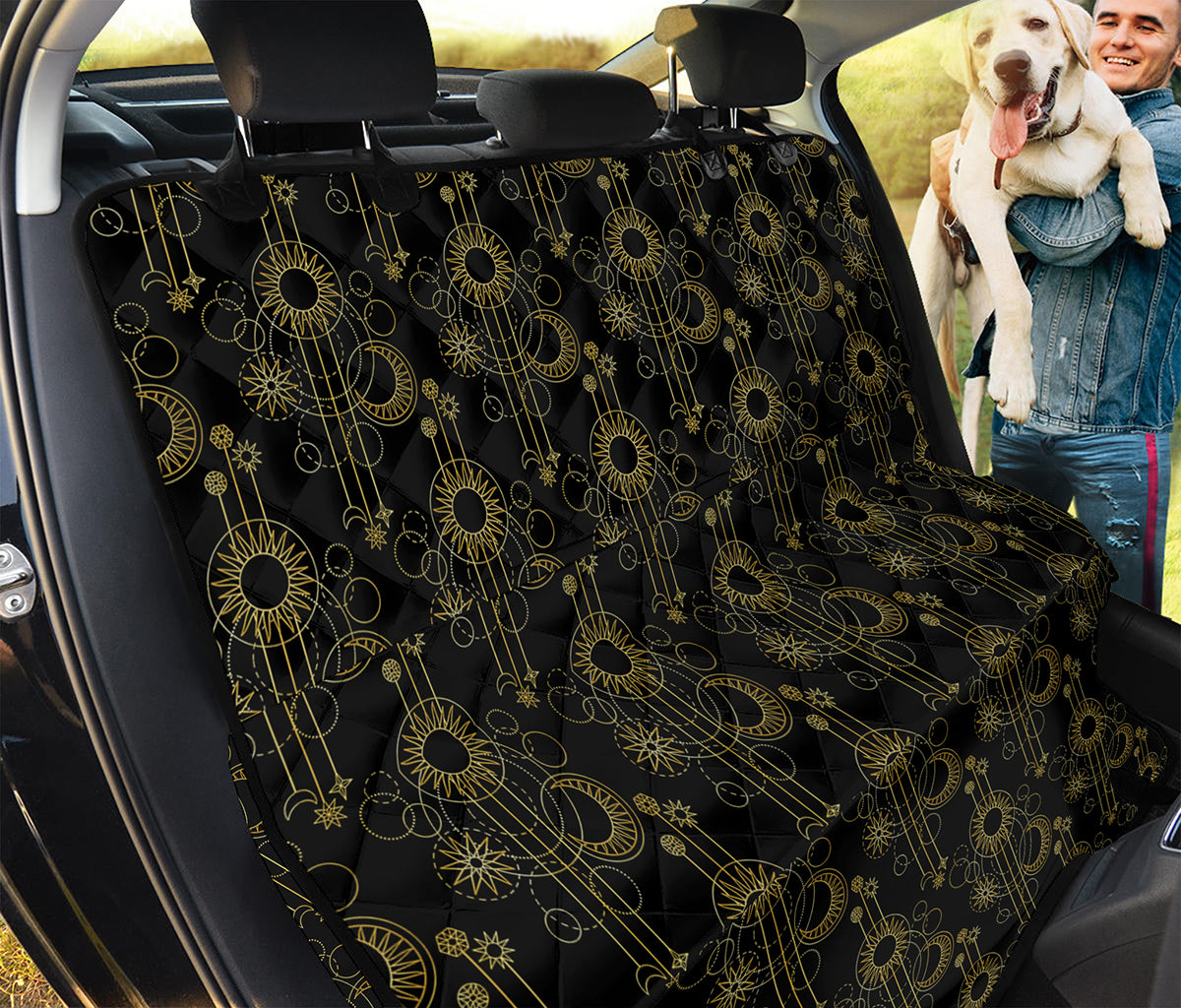 Gold Sun And Moon Pattern Print Pet Car Back Seat Cover