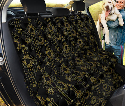 Gold Sun And Moon Pattern Print Pet Car Back Seat Cover