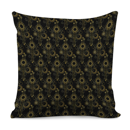 Gold Sun And Moon Pattern Print Pillow Cover