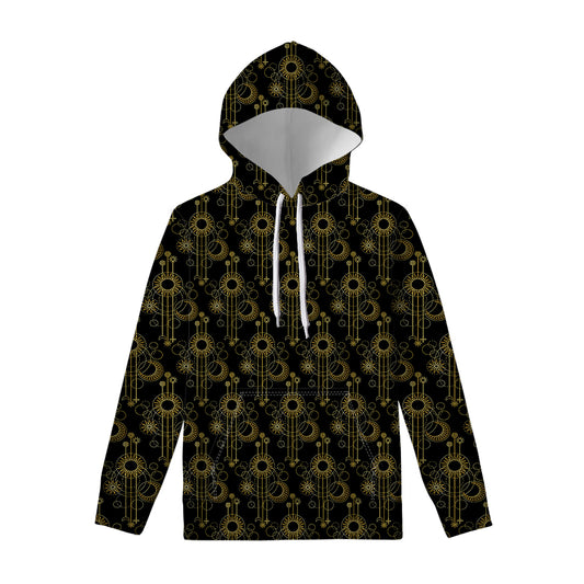 Gold Sun And Moon Pattern Print Pullover Hoodie