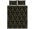 Gold Sun And Moon Pattern Print Quilt Bed Set