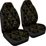 Gold Sun And Moon Pattern Print Universal Fit Car Seat Covers