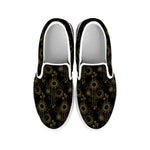 Gold Sun And Moon Pattern Print White Slip On Shoes