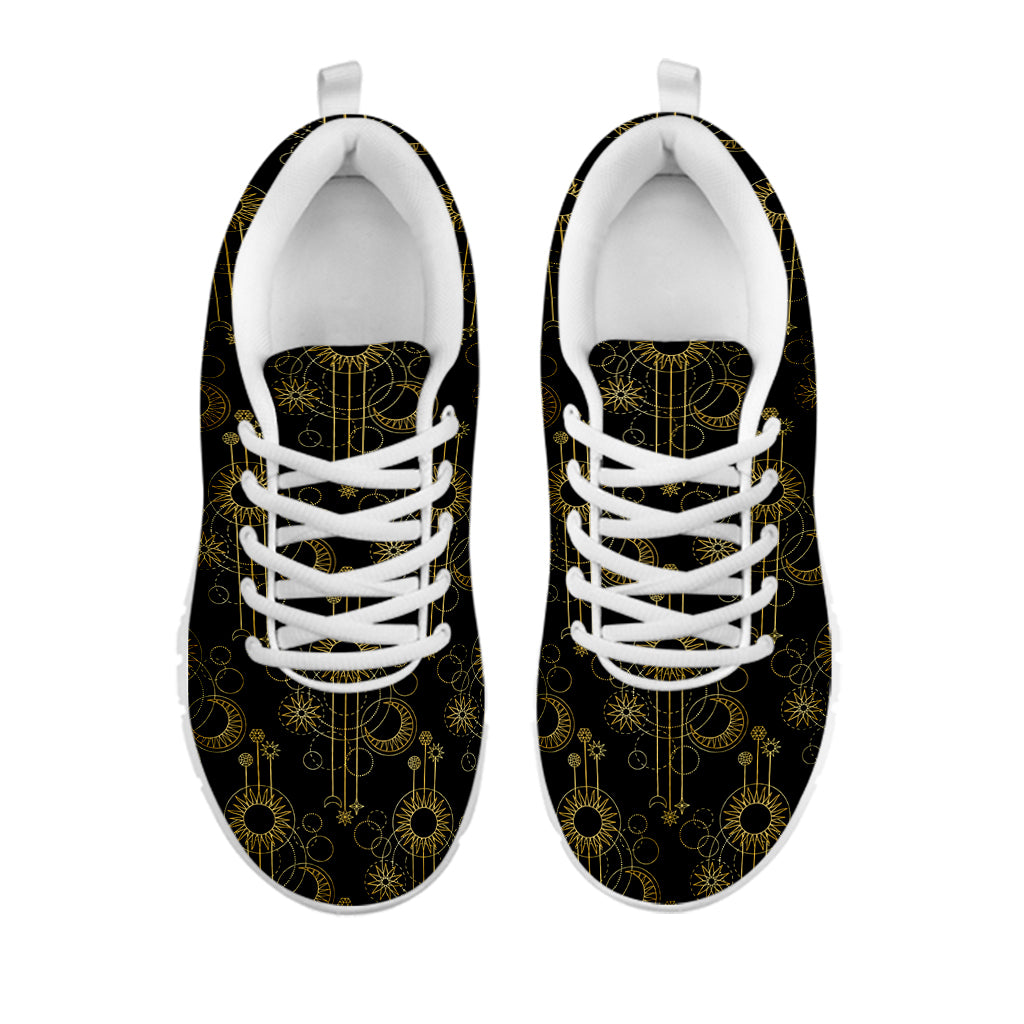 Gold Sun And Moon Pattern Print White Sneakers