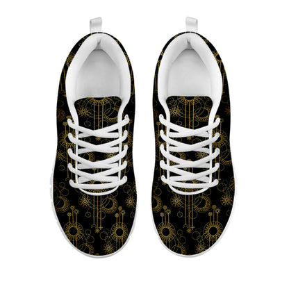 Gold Sun And Moon Pattern Print White Sneakers