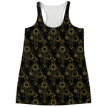 Gold Sun And Moon Pattern Print Women's Racerback Tank Top