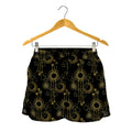 Gold Sun And Moon Pattern Print Women's Shorts