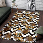 Gold Tropical Skull Pattern Print Area Rug GearFrost