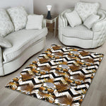 Gold Tropical Skull Pattern Print Area Rug GearFrost