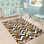 Gold Tropical Skull Pattern Print Area Rug GearFrost