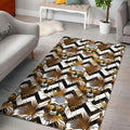 Gold Tropical Skull Pattern Print Floor Mat