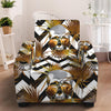 Gold Tropical Skull Pattern Print Armchair Slipcover