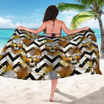 Gold Tropical Skull Pattern Print Beach Sarong Wrap