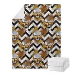 Gold Tropical Skull Pattern Print Blanket