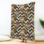 Gold Tropical Skull Pattern Print Blanket
