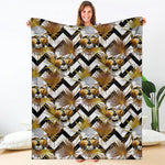 Gold Tropical Skull Pattern Print Blanket