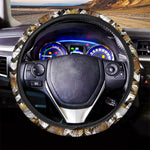 Gold Tropical Skull Pattern Print Car Steering Wheel Cover