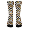 Gold Tropical Skull Pattern Print Crew Socks