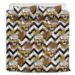 Gold Tropical Skull Pattern Print Duvet Cover Bedding Set