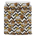 Gold Tropical Skull Pattern Print Duvet Cover Bedding Set