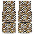 Gold Tropical Skull Pattern Print Front and Back Car Floor Mats
