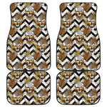 Gold Tropical Skull Pattern Print Front and Back Car Floor Mats