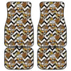 Gold Tropical Skull Pattern Print Front and Back Car Floor Mats