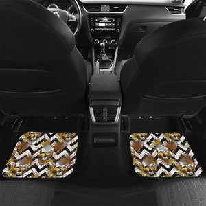 Gold Tropical Skull Pattern Print Front and Back Car Floor Mats