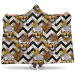 Gold Tropical Skull Pattern Print Hooded Blanket