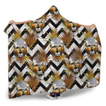 Gold Tropical Skull Pattern Print Hooded Blanket
