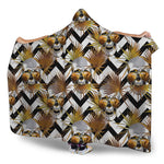 Gold Tropical Skull Pattern Print Hooded Blanket