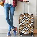 Gold Tropical Skull Pattern Print Luggage Cover