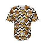 Gold Tropical Skull Pattern Print Men's Baseball Jersey