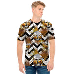 Gold Tropical Skull Pattern Print Men's T-Shirt