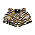 Gold Tropical Skull Pattern Print Muay Thai Boxing Shorts