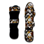 Gold Tropical Skull Pattern Print Muay Thai Shin Guard