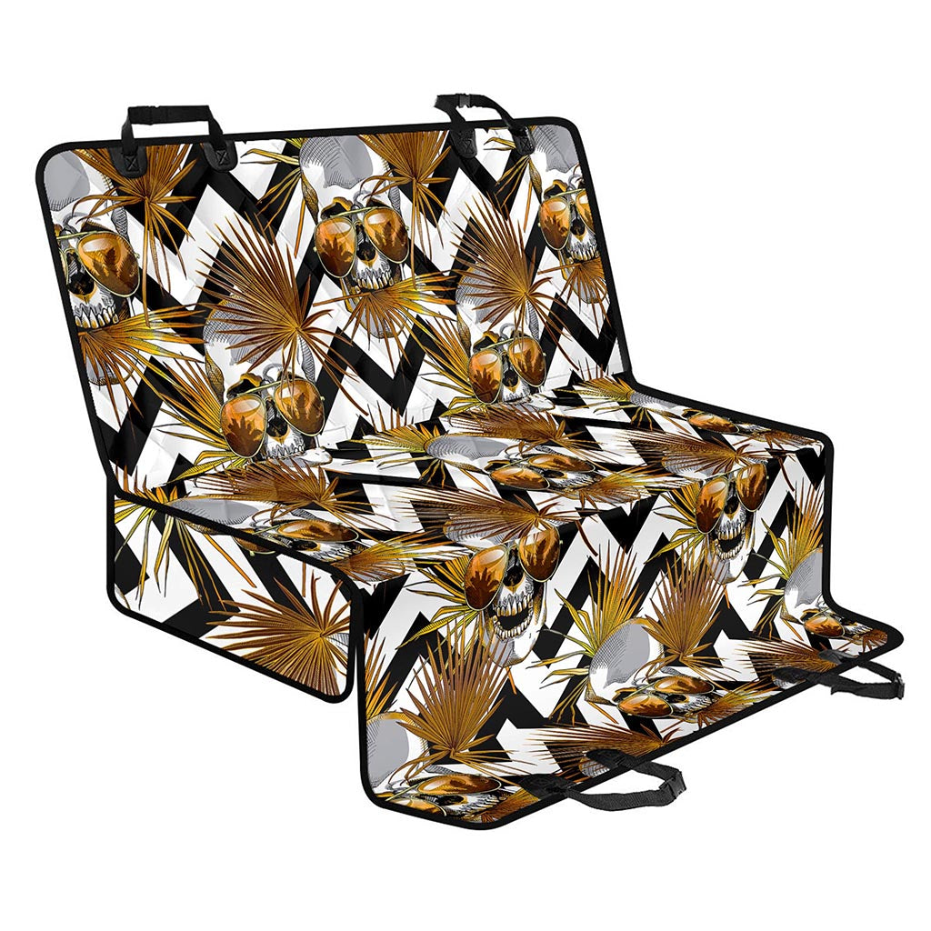 Gold Tropical Skull Pattern Print Pet Car Back Seat Cover