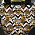 Gold Tropical Skull Pattern Print Pet Car Back Seat Cover