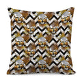 Gold Tropical Skull Pattern Print Pillow Cover