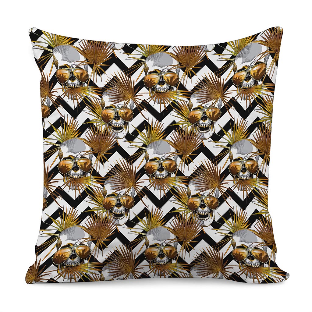 Gold Tropical Skull Pattern Print Pillow Cover