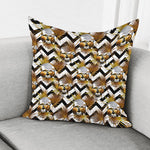 Gold Tropical Skull Pattern Print Pillow Cover